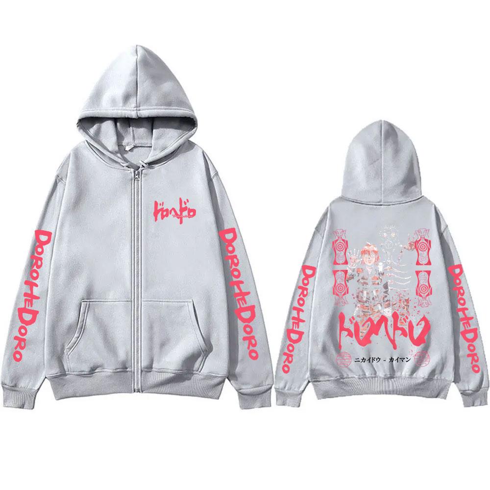 Anime Dorohedoro Kaiman Graphic Zipper Hoodie Men Women Gothic Manga Rock Zip Up Jacket Male Hip Hop Oversized Zip Up Sweatshirt