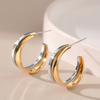 Color Block Gold Silber Zweifarbig Kreuz Design Personalisierte Metall Chic Steckerohrringe Für Frauen