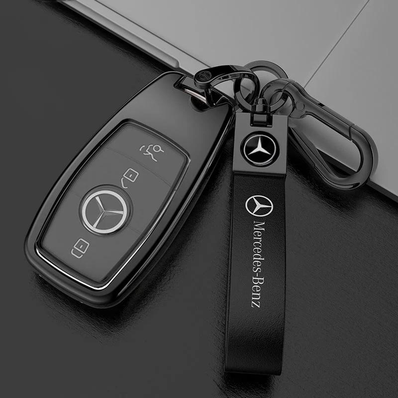PEL5 Quality Car Carbon Fiber Key Fob Case Cover Chain Accessories For 2017-2025 Mercedes Benz Smart Low Price Car Key Accessories