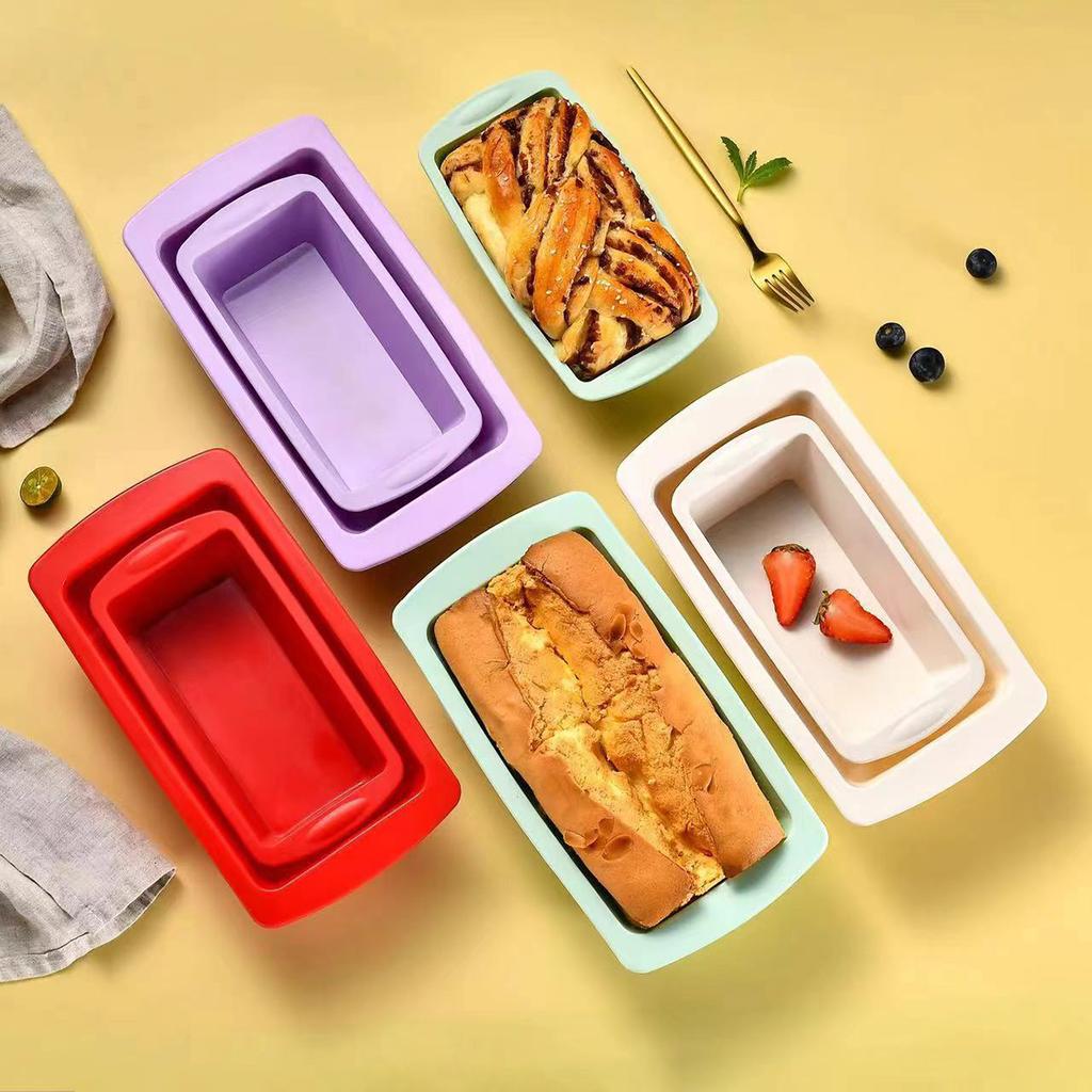 4pcs Silicone Baking Cake Mold Easy To Demold Rectangular Toast Mold Silicone Baking Tray for Household Oven Kitchen Baking Tool