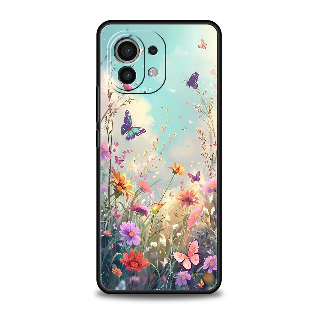 Phone Case Cover for Xiaomi Mi 17 15 14 13 12 11 Ultra 15T 14T 13T 12T 11T Pro Lite 5G Soft TPU Capas Cartoon Flower Fundas Bags
