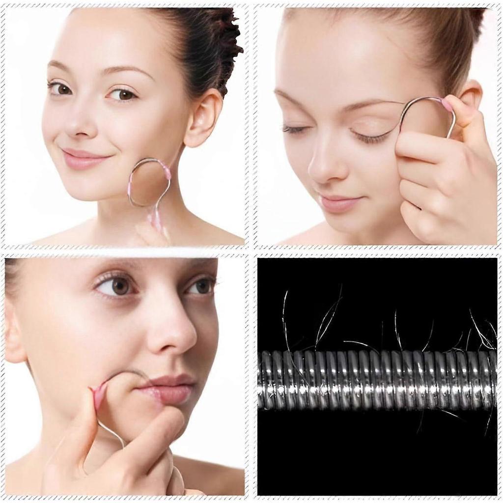 2026 Latest Model 4 Pieces Facial Epilator Manual Epilator Spring Facial Epilator with Handle Hair Removal Tools (Random Color) Random Color