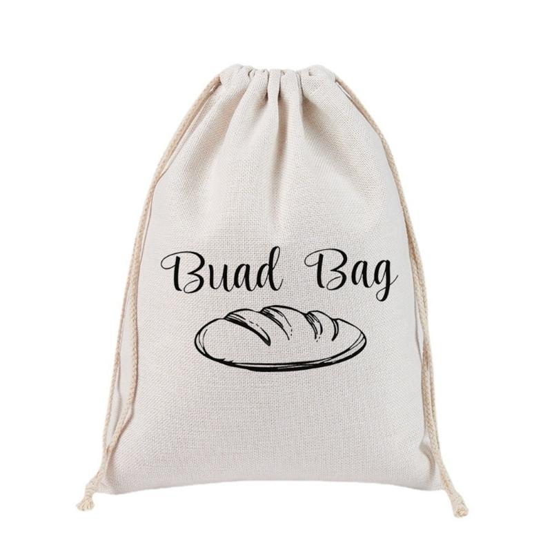  Convenient Linen Drawstring Bread Bag for Easy Storage Durable and Breathable Fabric Pouches Suitable for Bread Fruits