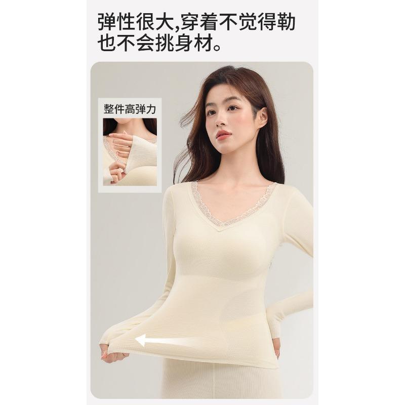Women S Fleece Lined Thermal Underwear Set With Bra Padded Autumn Winter