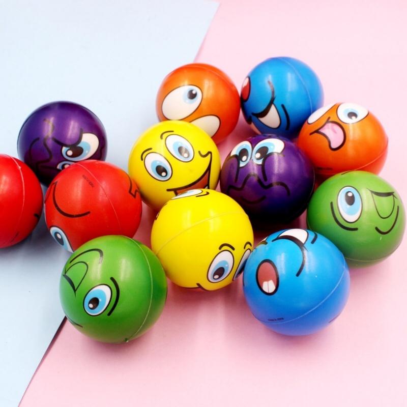 12Pcs Anti Stress Pu Ball Toy Relief Grimace Smiley Laugh Face Pinch Foam For Kids Soothing Wrist Squeeze Movement Balls Toy