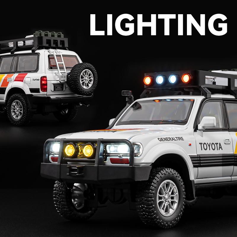 1/24 Toyota Land Cruiser LC80 Advanture Camping SUV Toy Car Diecast Metal Alloy Miniature Model Collection Gift for Boy Children