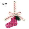 Holiday Party Supplies Christmas Ornament, Sock Shaped/Tinsel Bell Hanging Decoration with Pine Branch Fabric Stocking Pendants Red Berry, Bow Pendant