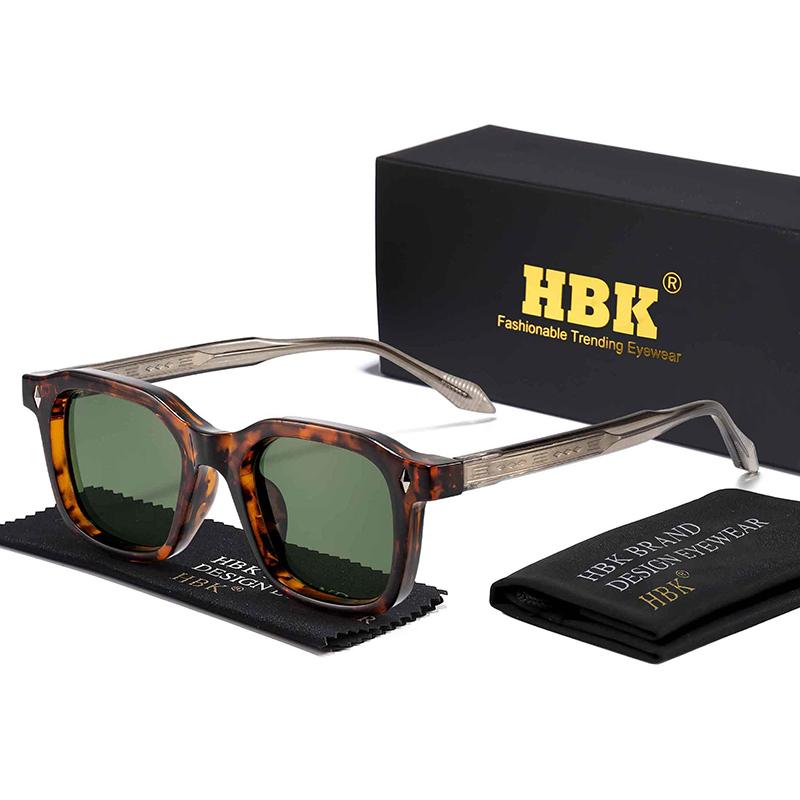 HBK Occhiali da Sole Quadrati Eleganti da Uomo Montatura alla Moda Aste con Punte Vintage Occhiali da Viaggio Business Party Regalo UV400