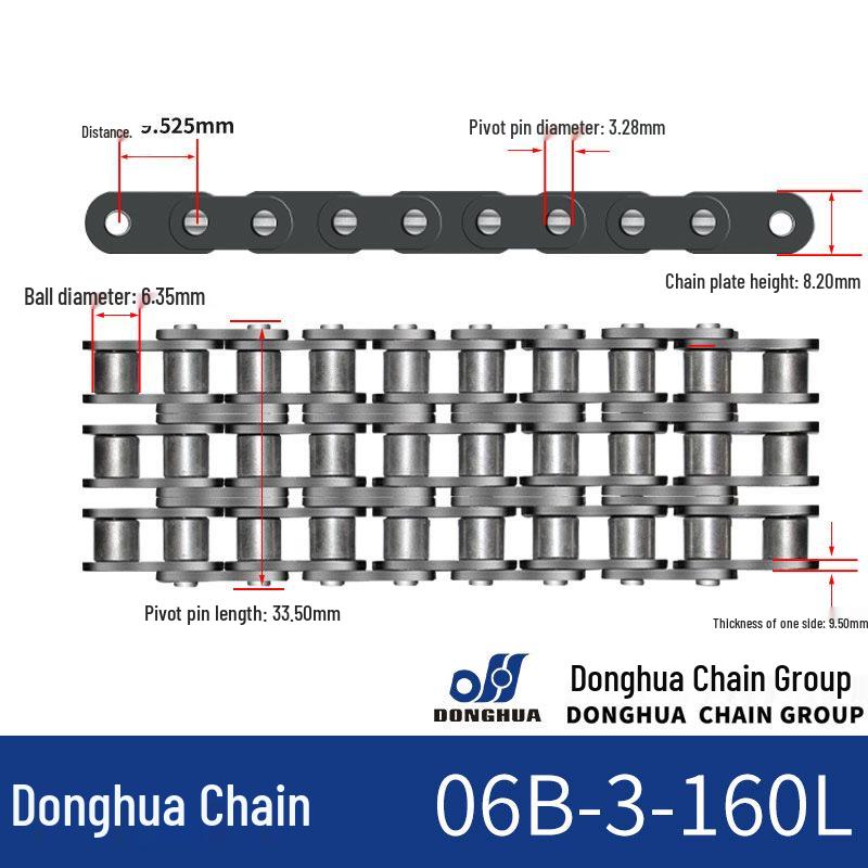 Donghua Industrial Transmission Chain: Single/Double Roller, Manganese Steel, Large Pitch Precision Roller Chain.