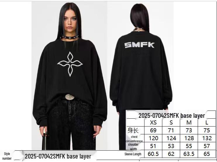 SMFK Black Magnolia Oversized Long-Sleeve Cotton Sweatshirt – Autumn/Winter Edition
