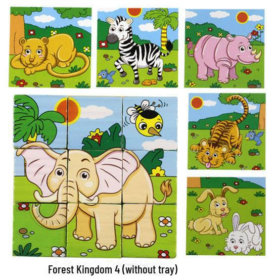 Wooden 3D Jigsaw Puzzle - Educational Birthday Gift for Kids with Six-sided Painting Blocks