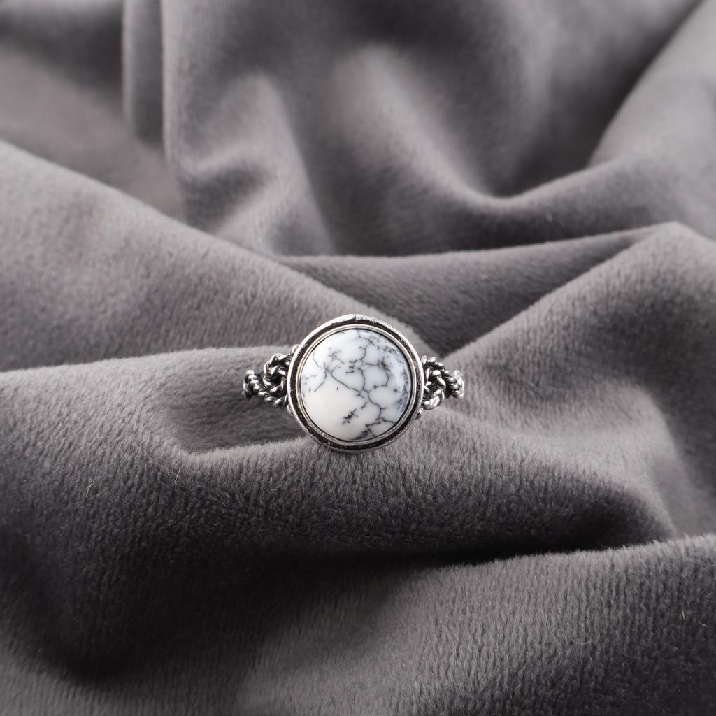 Dendritenopal Edelsteinschmuck, 925 Sterlingsilberring, Fantastischer handgefertigter Schmuckring Geschenk für Freund