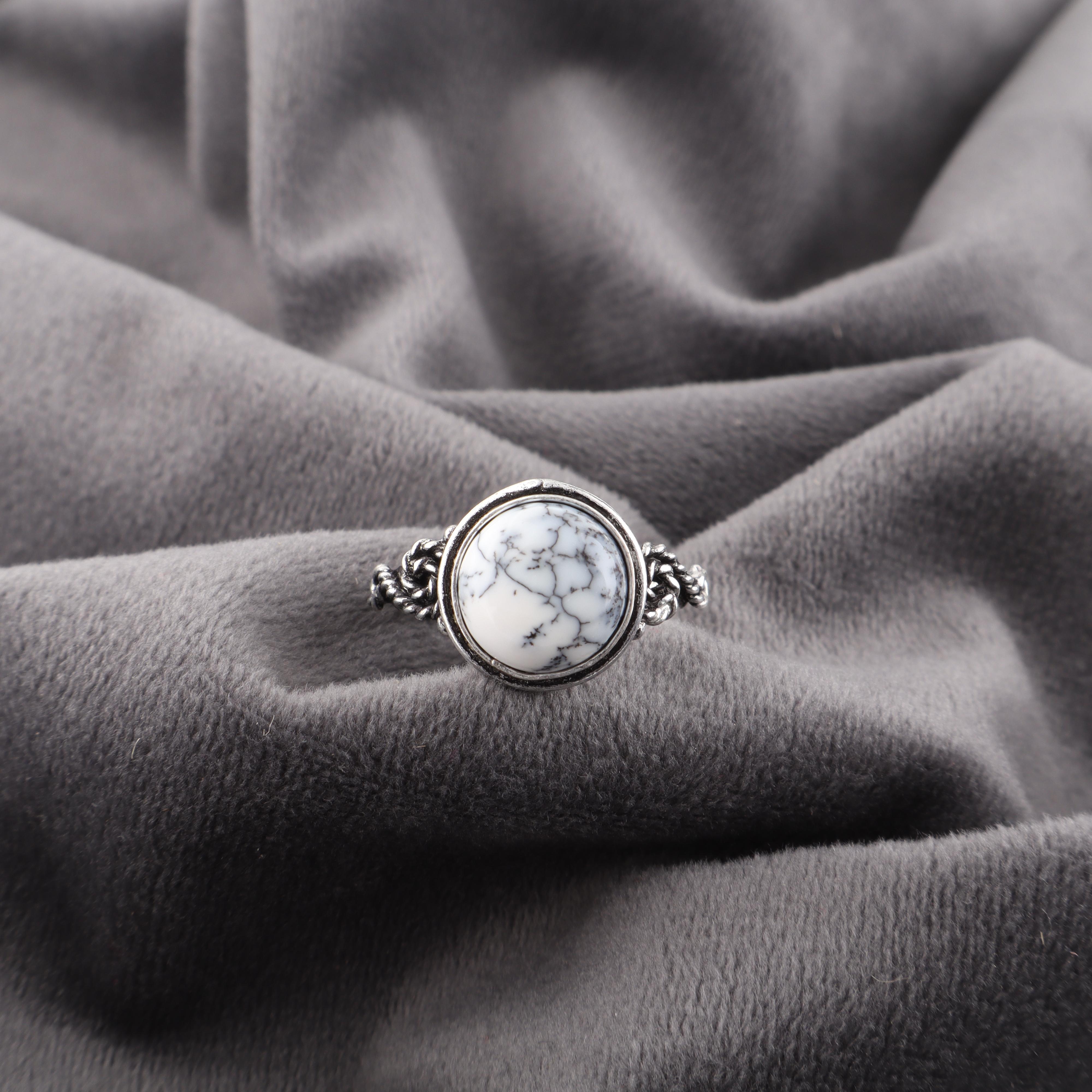 

Dendrite Opal Gemstone Jewelry, 925 Sterling Silver Ring, Awesome Handmade Jewelry Ring Gift For Friend 12 білий