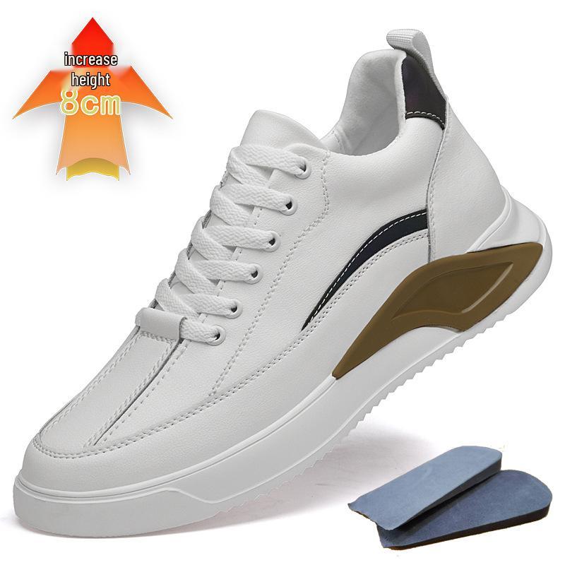 Men s Round-Toe Height-Increasing Low-Cut Stripe Sneakers - Trendy & Color-Changing Casual White Sports Shoes 39