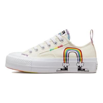 Chuck Taylor All Star Lift Platform Low Pride Unisex Sneakers Cream Egret University-Red A02264C