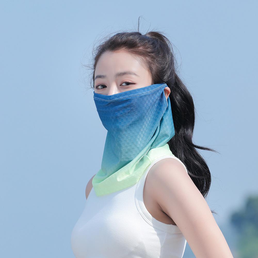 Summer Ice Silk Mask UV Protection Sunscreen Elastic Cycling Face Scarf Cooling Breathable Outdoor Sport Hiking Neck Wrap Cover