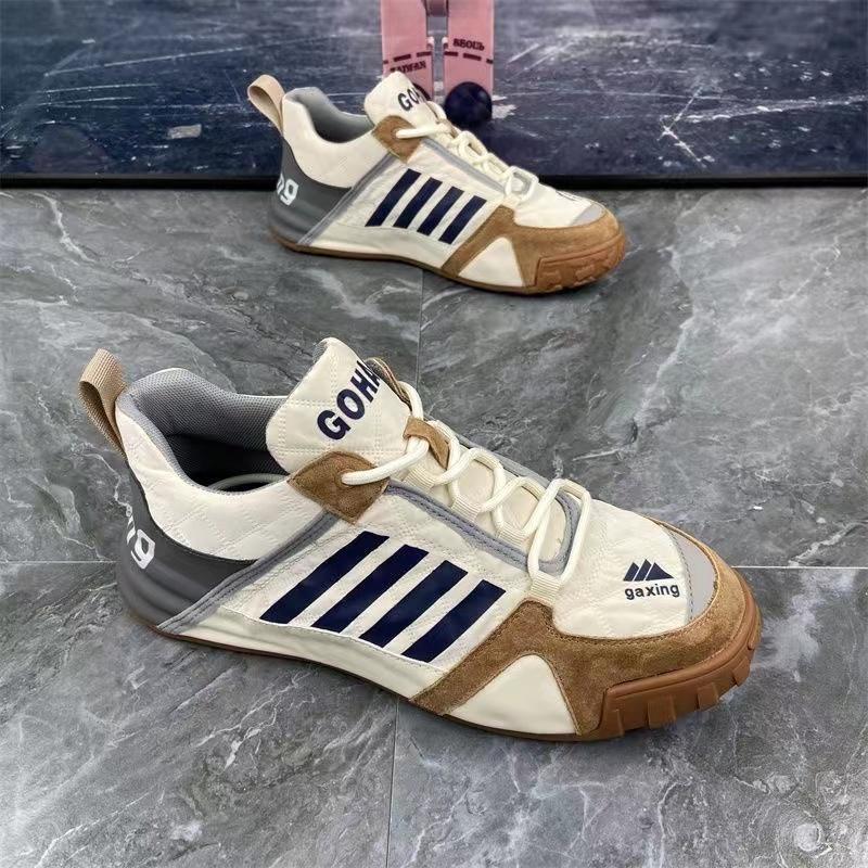 Modny Paskowany Design Męskie Damskie Grube Sneakersy Modne Casualowe Skórzane Materiałowe Cholewki Zwiększone Wewnętrzne Krycie Dolne Buty na Platformie Nowe