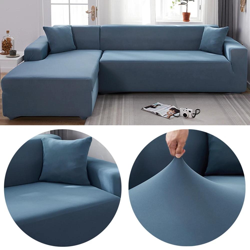 

Однотонные чехлы для дивана для гостиной, эластичное кресло для отдыха, Г-образной формы, 1-, 2-, 3-местные, накидка на диван, защитный чехол для мебели 1-seater 90-140cm