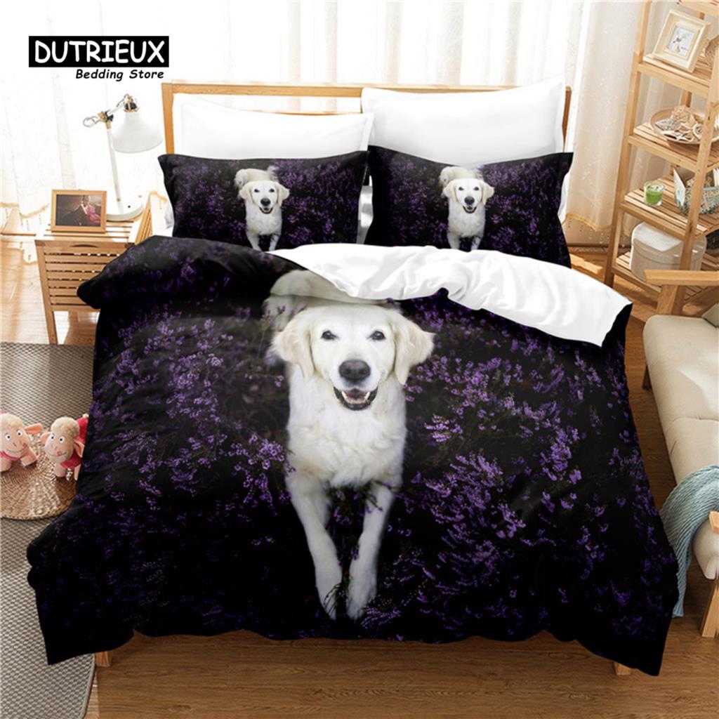 

Набор пододеяльников из 3 предметов, Красивый комплект постельного белья с щенками, Мягкий, удобный, дышащий пододеяльник, Для декора спальни, гостевой комнаты EU single(135x200cm)