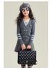 2025 Girls' Academy Style Knit Cardigan with Two-Piece Korean Slimming Skirt Set