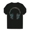 Men's Casual Printed T-shirt Headphones with Electronic Dance Style Patterns, Summer Electronic Music Enthusiast Clothing