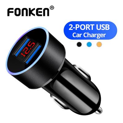 FONKEN 3.1A USB automobilinis įkroviklis 2 jungčių automobilinis telefono įkroviklis, skirtas mobiliajam LED ekranui, automatinis greitas įkrovimas universalus mikro tipo C USB adapteris
