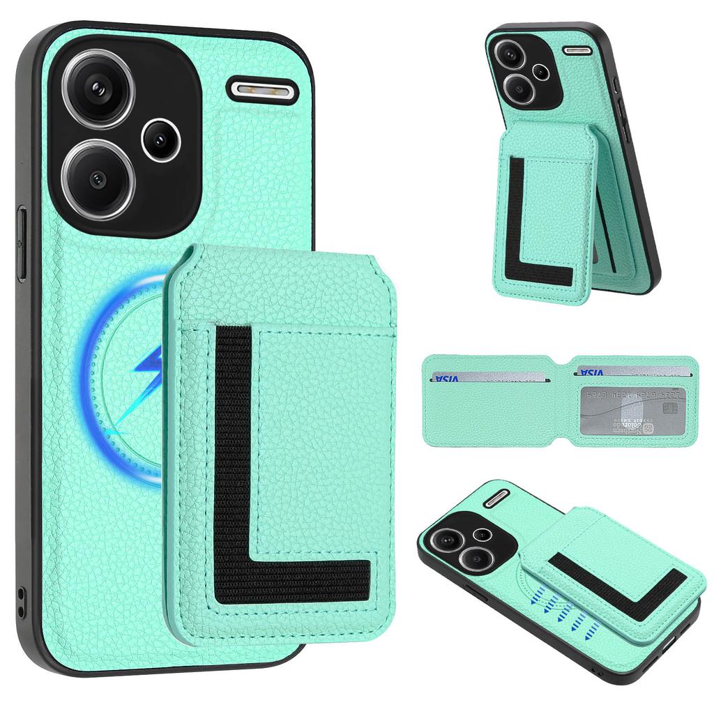 For Xiaomi Redmi Note 13 Pro+ 5G Magnetic Case TPU+PU Leather Phone Back Cover with Detachable Card Holder