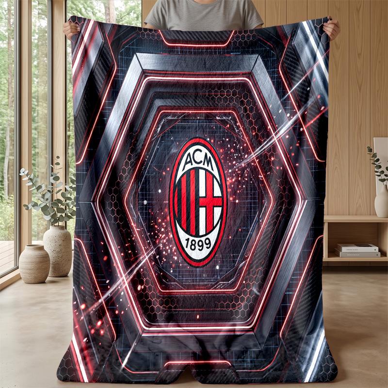 AC Milan Theme Blanket Soft Flannel Blanket Plush Throw Blanket Cozy Sofa Bed Blanket for Home Decor