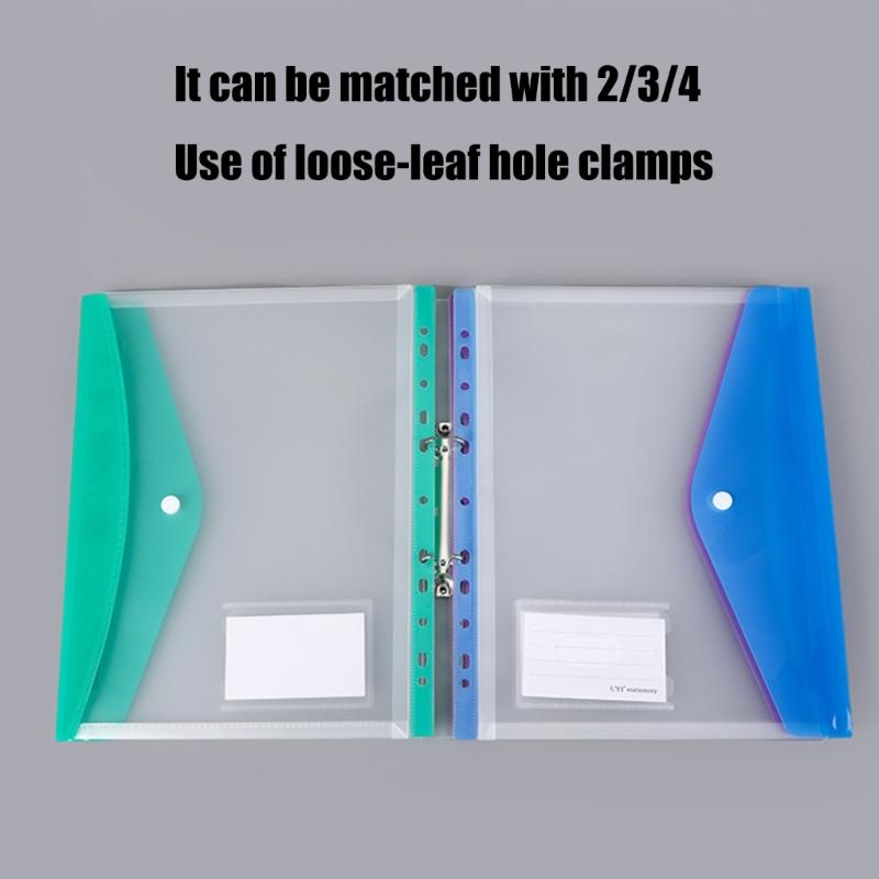 6Pcs Punched Pocket Clear Document Wallet 11 Holes Punched Pocket File Bag Letter Size Folder Filing Wallet File Sleeve