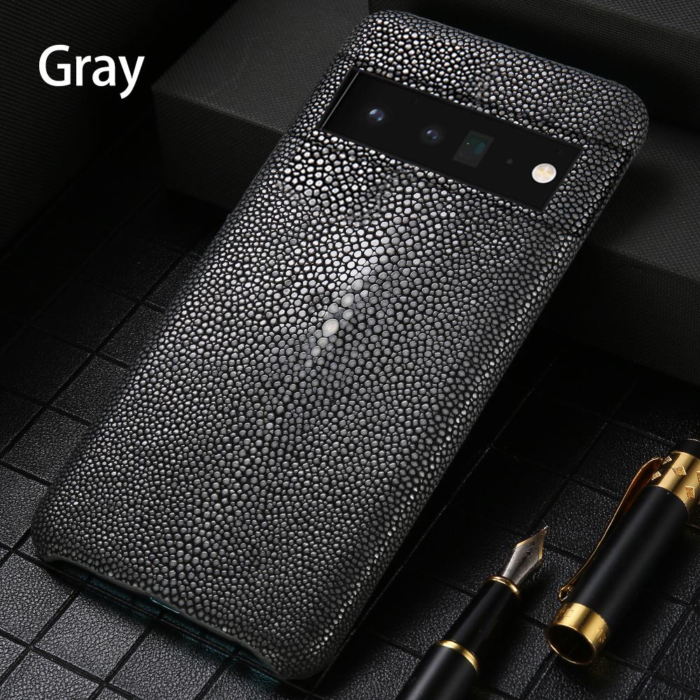 

LANGSIDI Genuine Stingray Leather Phone Case for Google Pixel 8 9 10 Pro XL 9Pro 10Pro 8Pro Half-pack Back Cover Google Pixel 8 Pro