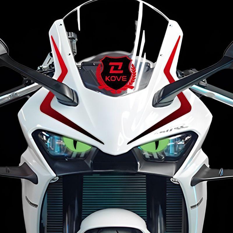 Luminous 3D Demon Eye Cat Eye Design Motorcycle Sticker Glowing Headlight Decal For Scooters Decoration