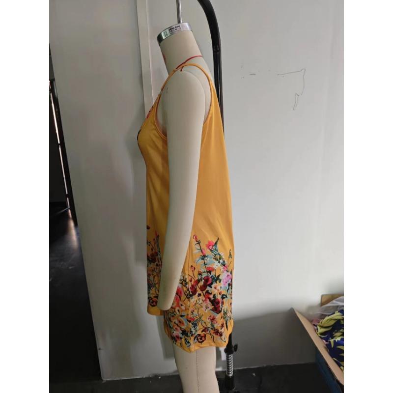 Summer Women's Halter Skirt Tropical Camouflage Print Dress