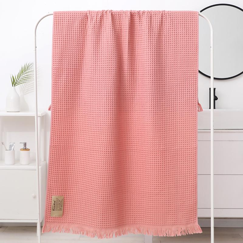 Pure Cotton 90x180 Waffle Weave Tassel Bath & Beach Towel Shawl - Honeycomb Design, No Shed Gauze.