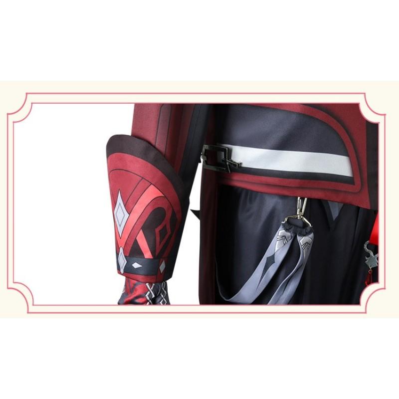 New Game Diluc New Costume Full Set Red Coat Pants Unisex Adult Game Cosplay Costume Halloween Party Unifrom Wig