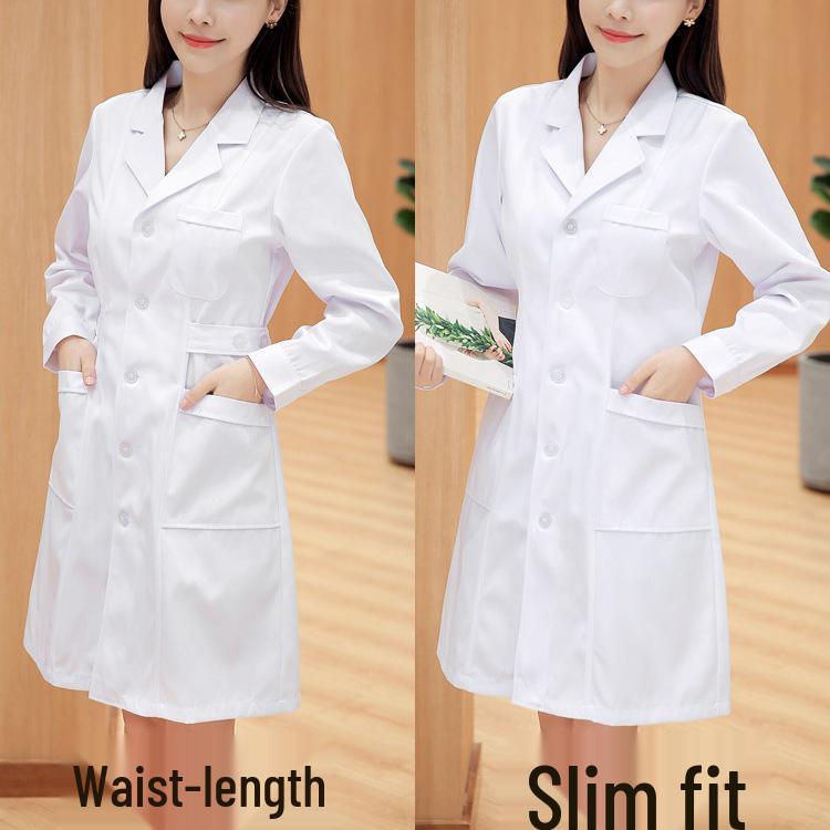 Damen Lang- und Kurzarm Weißer Kittel Arbeitskleidung für Ärzte und Krankenschwestern für den Sommer.