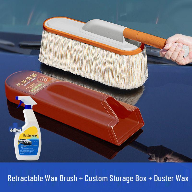 Car Dust and Snow Cleaning Brush with Retractable Rod