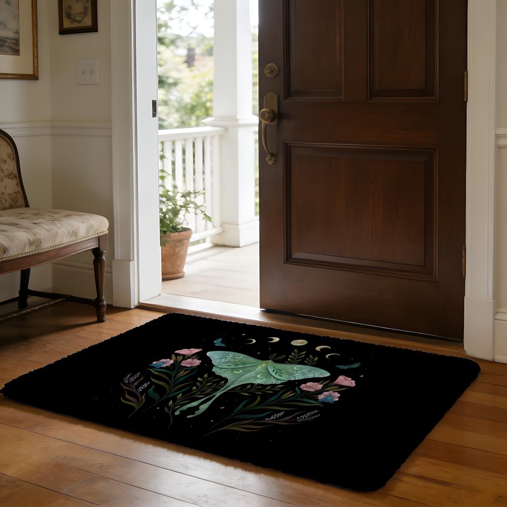 Butterflies And Moths Floor Mat Soft Flannel Absorbent Mat Non-Slip Rug Home Bedroom Bathroom