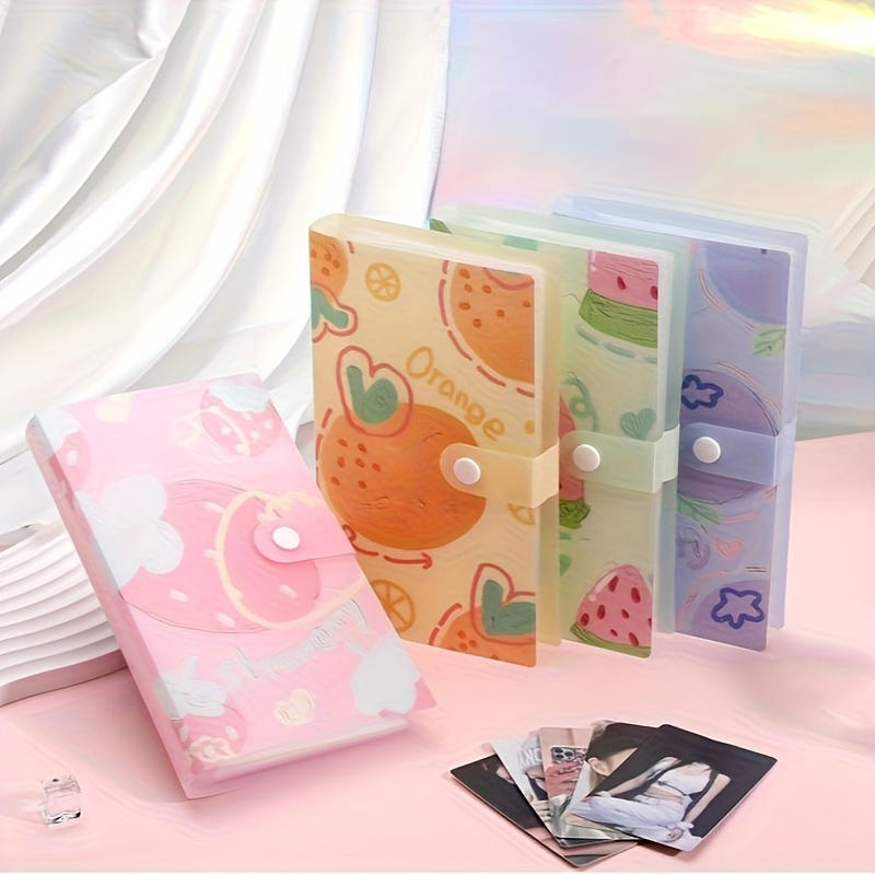 Cute Fruit 120 Slots Small Card Collecting Album Empty Three-Grid Photocard Storage Binder Book Nail Decals Organizer