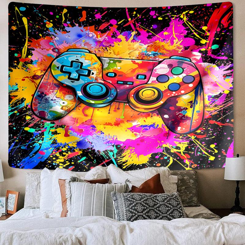 Galactic Gaming Game Controller Printed Tapestry, Wall Hanging,Livingroom, Dormitory, Large Wall Decor, Fabric Decor Fan Birthday Gifts
