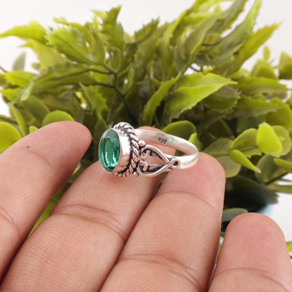 Chrome Diopside Gemstone 925 Stamped Silver Jewelry Handmade May Birthstone Ring RR-8-2