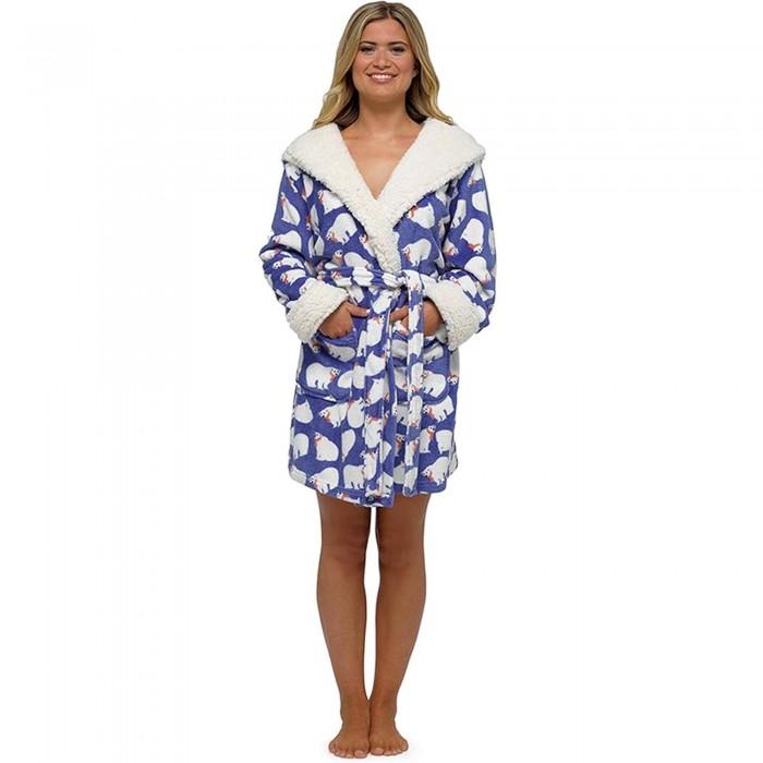 Keanu Womens/Ladies Polar Bear Fleece Hooded Dressing Gown