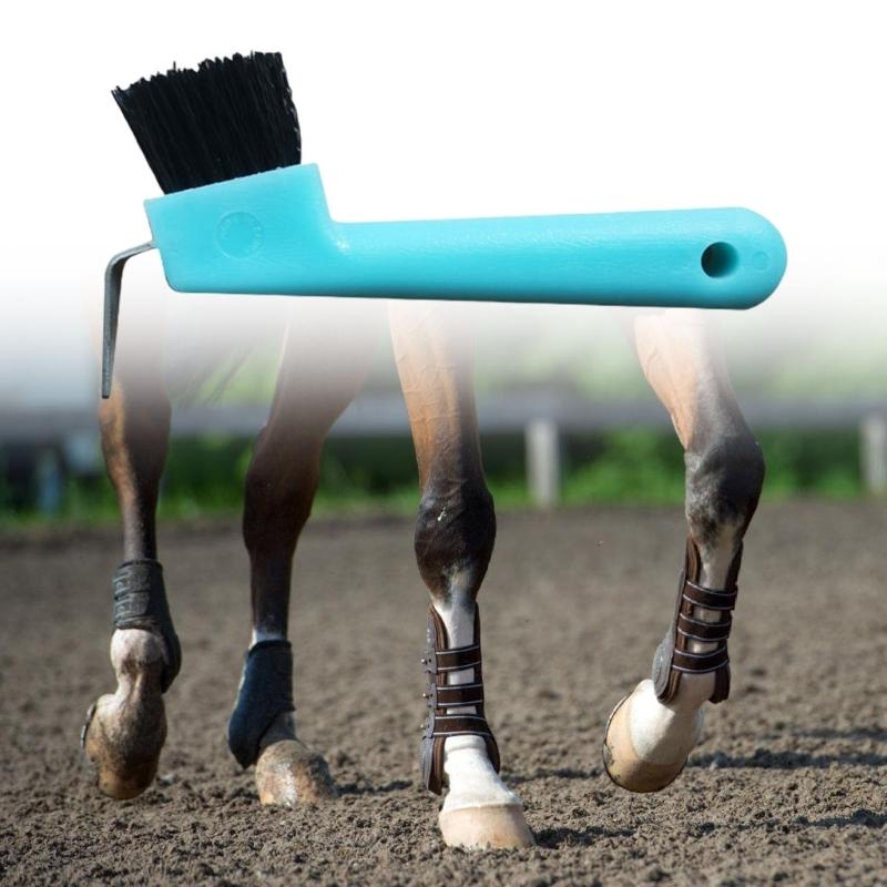 Horse Hoof Pick Brush with Soft Rubber Handle Portable Hoof Pick Horse Stuff Horse Supplies Maintenance Accessories