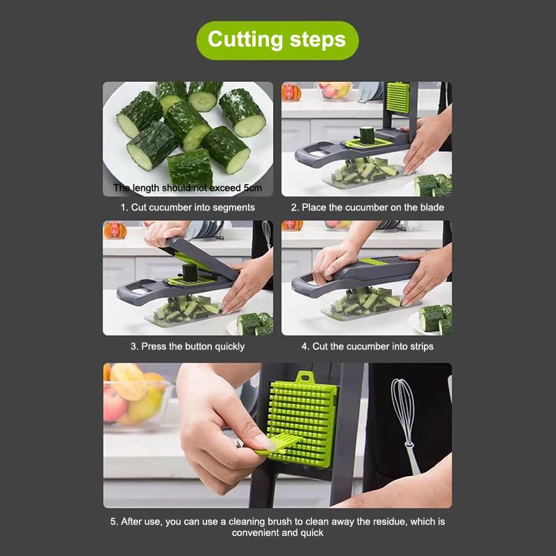 16 in 1 Vegetable Chopper with Handle Kitchen Mandoline Slicer Food Grater Cutter set for Fast Meal Prep and Egg Cutting