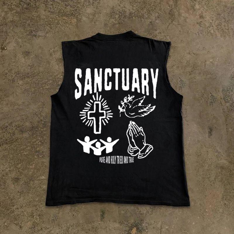 

Make Money to Do Charity Suction Ventilation Pure Cotton! Peace Pigeon Hong Kong Style Men and Women Couple Niche Style Sleeveless Vest Black M [250g Heavy weight pure cotton]]