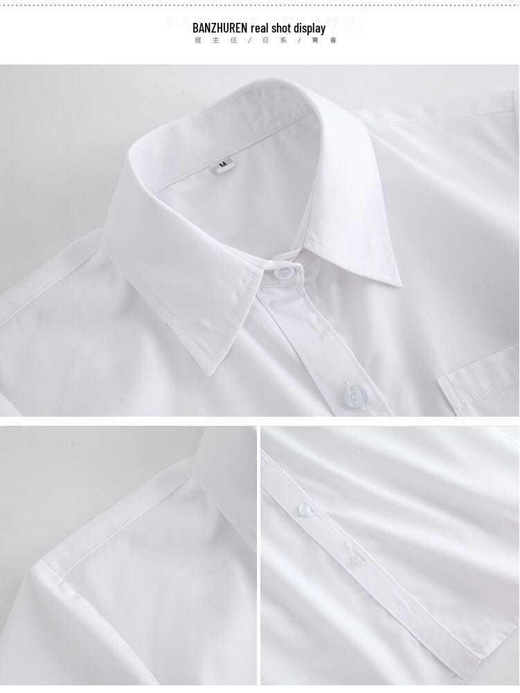Women's Loose Short Sleeve White Stand Collar Shirt - Versatile Summer College Style JK Uniform Top