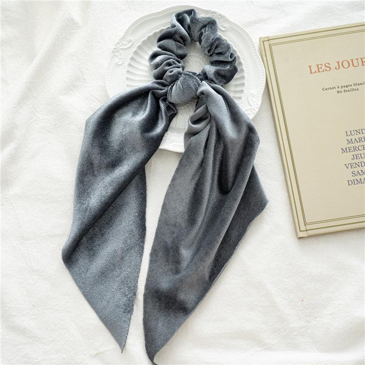 

Long Ribbon Decorative Hair Tie for Women Seasonal Elegant Accessory Quality Elastic Hair Ring Gray