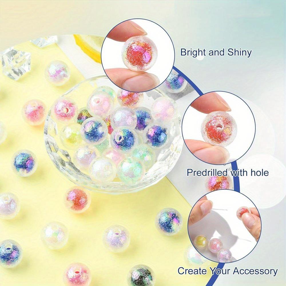 18/50pcs Acrylic Random Color Decorative Beads Colorful Sandwich Rough Ball Beads DIY Bracelet Necklace Earrings Keychain Foot Chain