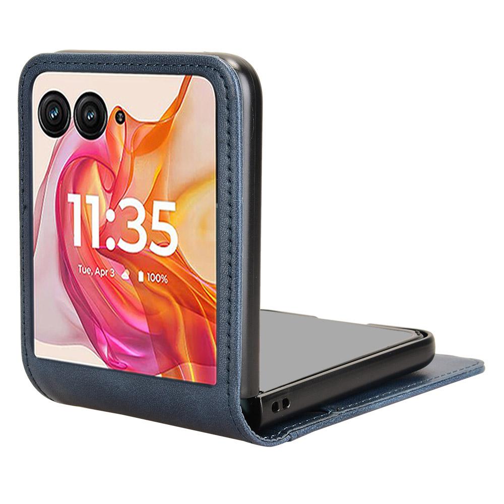 

For Motorola Razr 50 Ultra 5G Wallet Case Shockproof Leather Phone Cover Blue