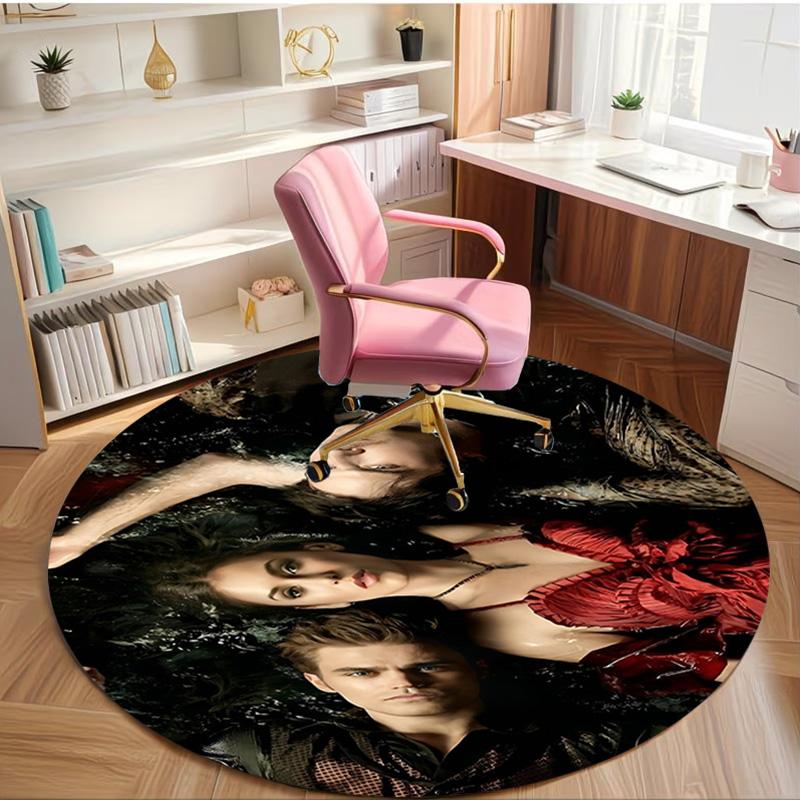 The Vampire Diaries Print Round Rug, Washable Floor Carpet, For Entryway Dorm Laundry Room Office Study, Home Decor Birthday Christmas Gift