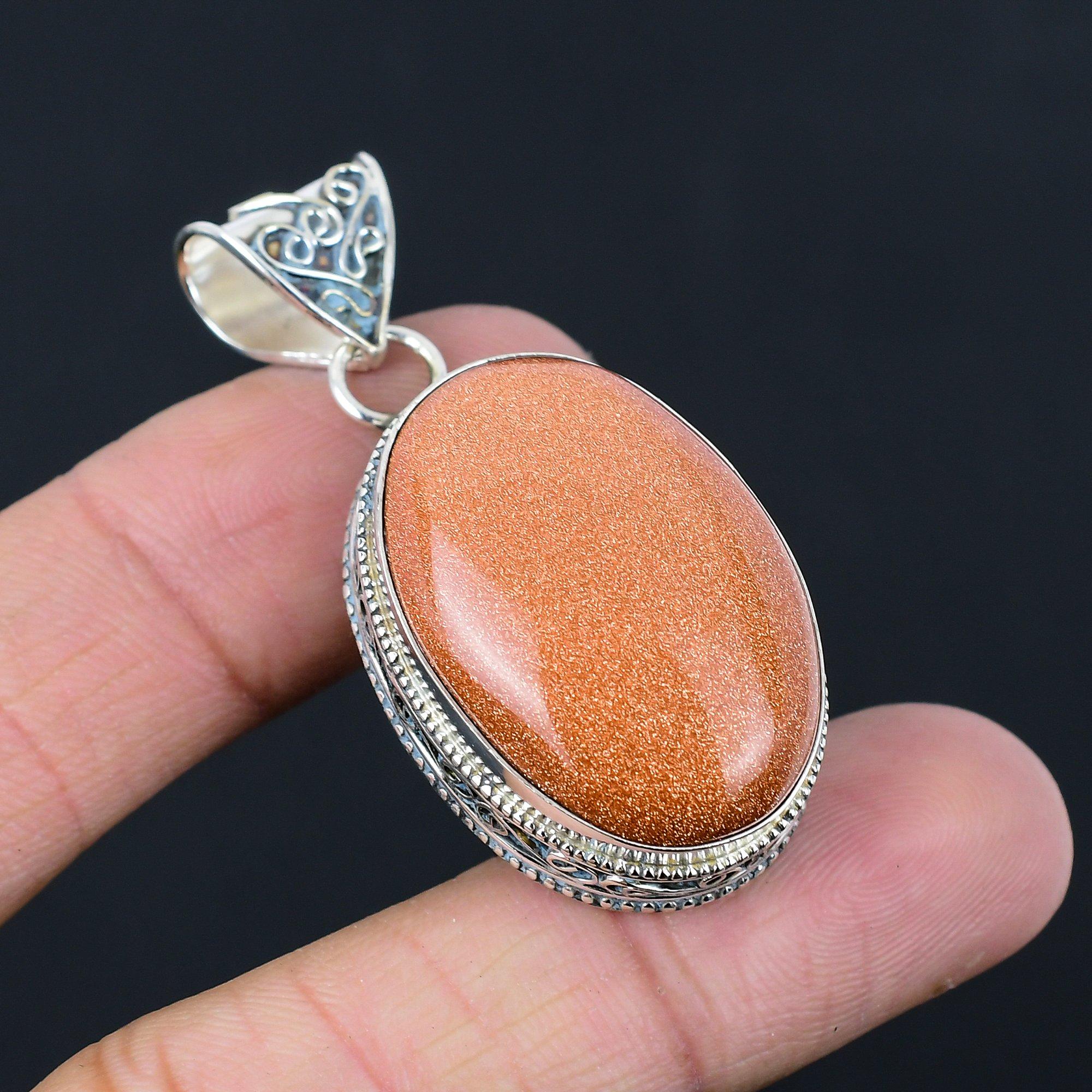 

Womens day Sale 925 Silver Oval Sun Sitara Gemstone Wife Boho Engagement Pendant